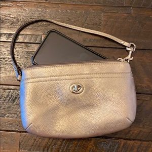 Coach wristlet with shoulder strap